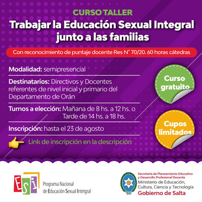 Se lleva a cabo la capacitación “Trabajar la educación sexual integral junto a las familias” Imagen Se lleva a cabo la capacitación “Trabajar la educación sexual integral junto a las familias”