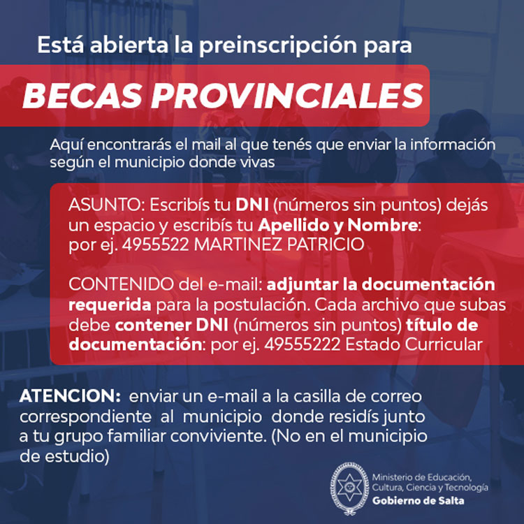 Está abierta la preinscripción para Becas Provinciales Está abierta la preinscripción para Becas Provinciales