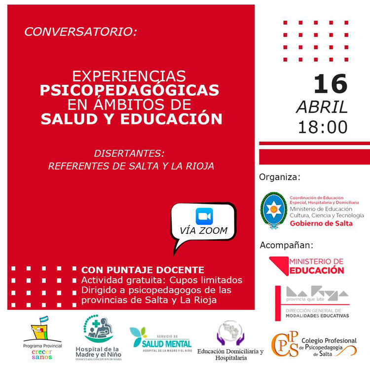 Conversatorio “Experiencias Psicopedagógicas en ámbitos de salud y educación” Conversatorio “Experiencias Psicopedagógicas en ámbitos de salud y educación”