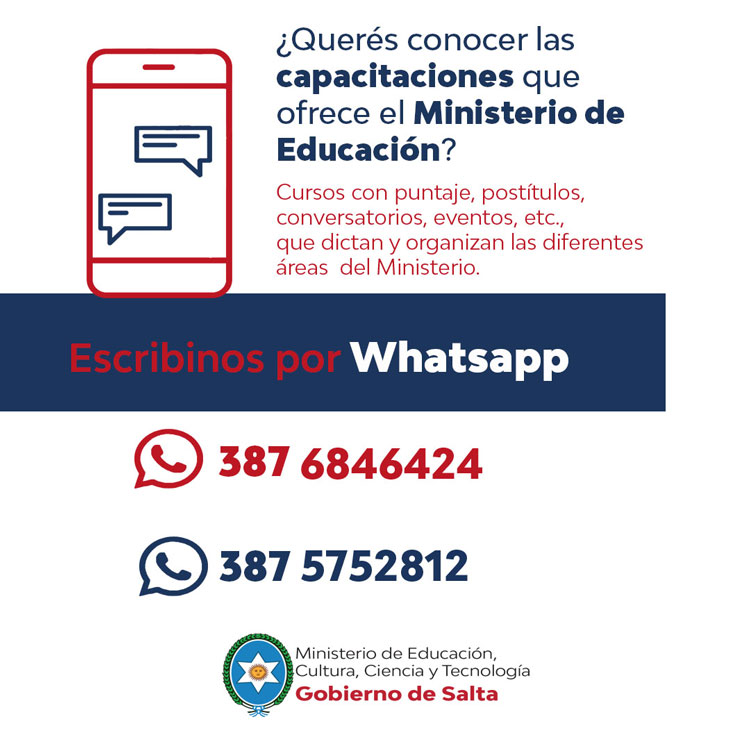 nuevos teléfonos de Whatsapp para informar sobre capacitaciones Imagen nuevos teléfonos de Whatsapp para informar sobre capacitaciones
