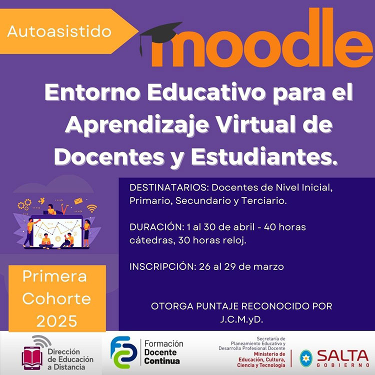Curso Autoasistido: Moodle: Entorno educativo para el aprendizaje virtual de docentes y estudiantes Imagen: Curso Autoasistido: Moodle: Entorno educativo para el aprendizaje virtual de docentes y estudiantes