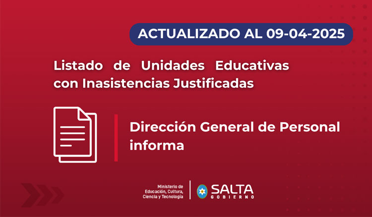 Imagen: Listado de Unidades Educativas con Inasistencias Justificadas 09/04/2025