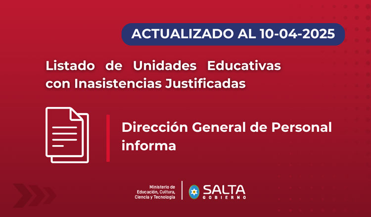 Listado de Unidades Educativas con Inasistencias Justificadas 10/04/2025 Imagen: Listado de Unidades Educativas con Inasistencias Justificadas 10/04/2025