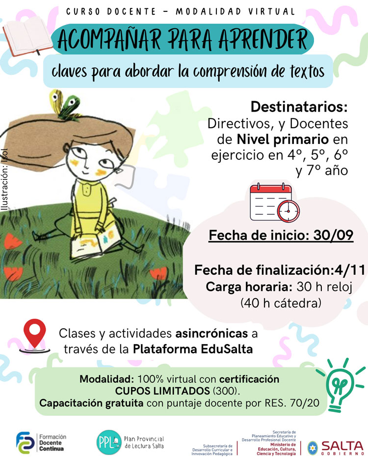 Imagen: Curso “Acompañar para aprender a leer: claves para abordar la comprensión de texto”