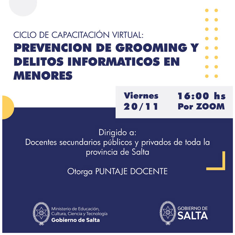 El gobierno capacitará a docentes sobre Grooming y Ciberdelitos El gobierno capacitará a docentes sobre Grooming y Ciberdelitos